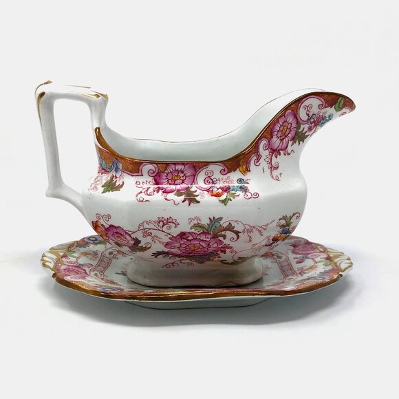 Antique Cauldon England Gravy Boat And Saucer - Picture 1 of 9